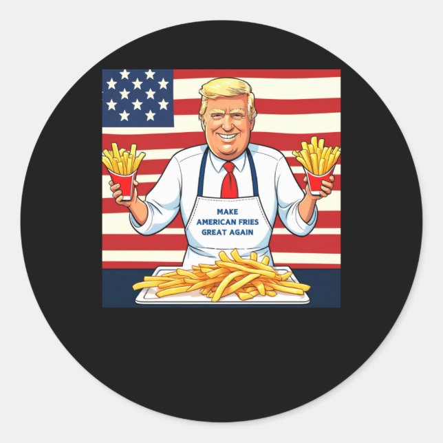 Sticker Rond Trump au service de Mcdonalds Fries (Devant)