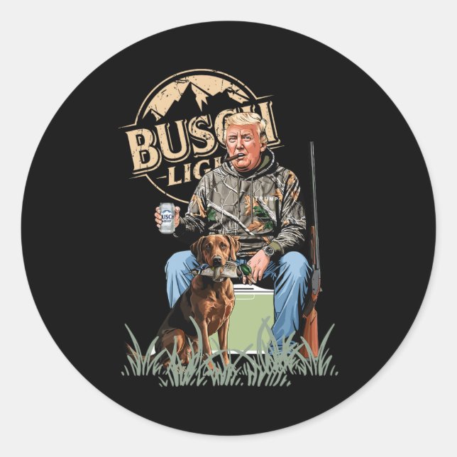 Sticker Rond Trump avec canard canard sauvagine chasse Camo Pré (Devant)