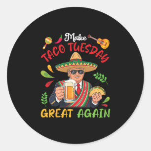 Sticker Rond Trump avec des tacos et de la bière rendent le mar