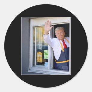 Sticker Rond Trump avec Mc Donald Travailleur Trump Vote Pour T
