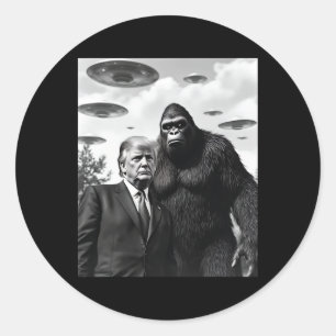 Sticker Rond Trump Bigfoot Ufo Rencontre Aliène Extraterrestre