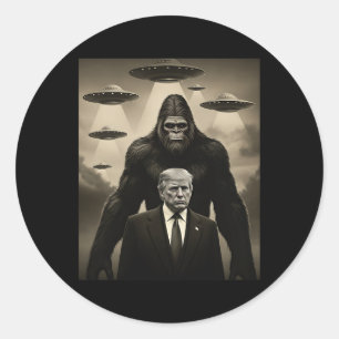 Sticker Rond Trump Bigfoot Ufo Rencontre Aliène Invasion Uap Am