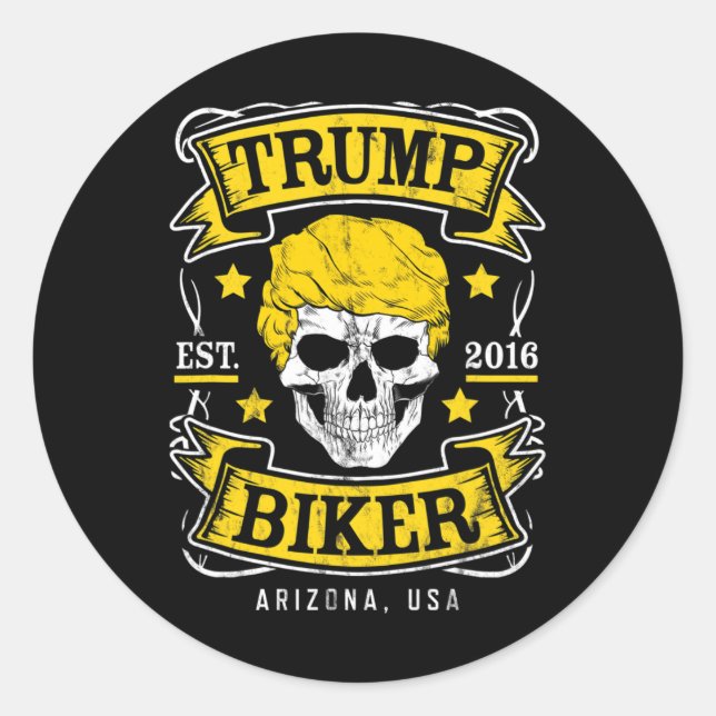 Sticker Rond Trump Biker Dge Shirt Arizona Usa  (Devant)