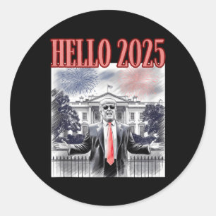 Sticker Rond Trump Bonjour 2025 Nouvel An Réveillé Da Conservat
