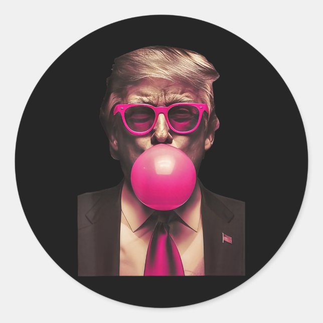 Sticker Rond Trump Bubble Gum drôle (Devant)
