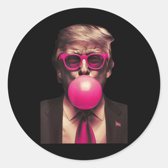 Sticker Rond Trump Bubble Gum drôle (Devant)