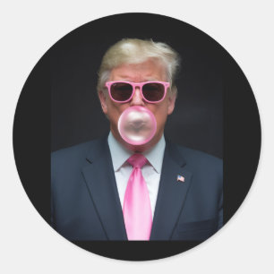 Sticker Rond Trump Bubble Gum Rose Président 47 États-Unis