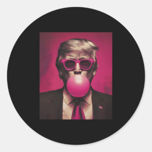 Sticker Rond Trump Bubble Gum Rose Trump Soufflant Du Bubble Gu