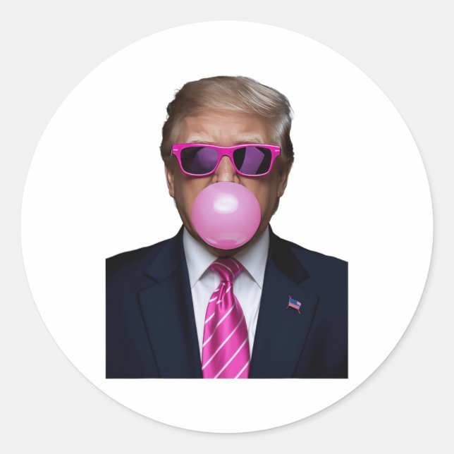 Sticker Rond Trump Buble Gum Rose (Devant)