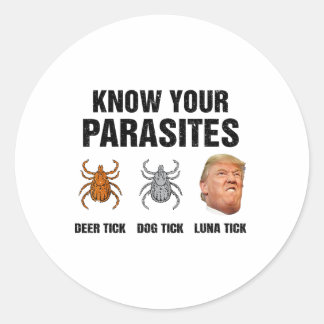 Sticker Rond Trump Connaissez Vos Parasites Tique de Cerf Tique
