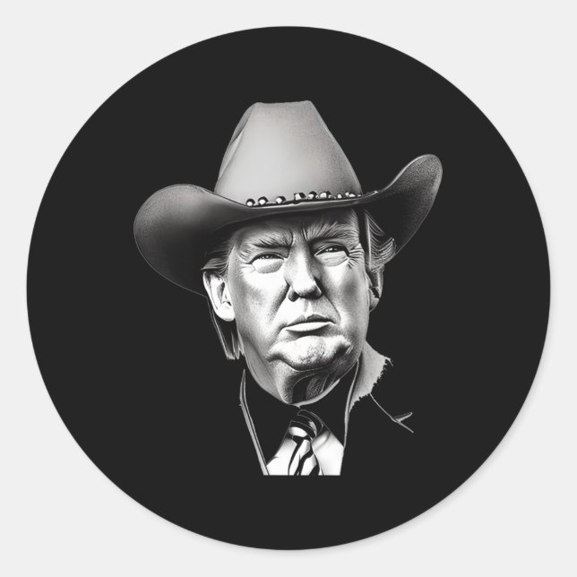 Sticker Rond Trump Cowboy Président Occidental Vous Me Manquez  (Devant)