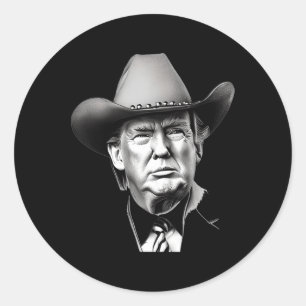 Sticker Rond Trump Cowboy Président Occidental Vous Me Manquez 