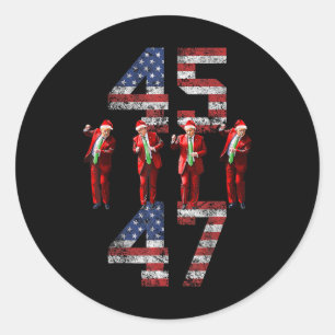 Sticker Rond Trump Dance 45 47 Drapeau américain Trump Xmas Paj