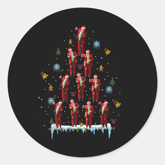 Sticker Rond Trump Danse Santa Claus Arbre Noël Noël Noël Noël  (Devant)