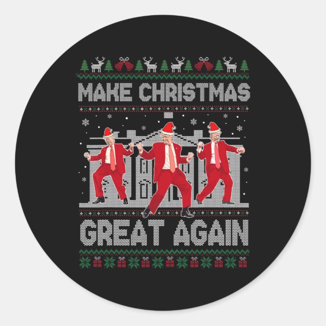 Sticker Rond Trump Danser Rendre Noël merveilleux Noël Noël Noë (Devant)