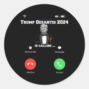 Sticker Rond Trump Desantis 2024 Appelle l'Élection Républicain