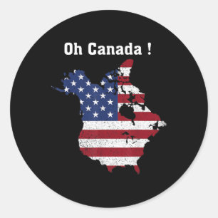 Sticker Rond Trump Dit Oh Canada Map America