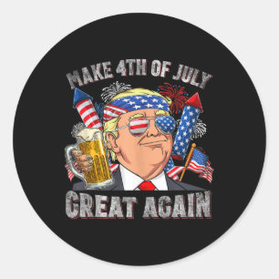 Sticker Rond Trump drôle Rendre 4 juillet grand encore les homm