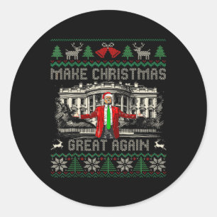 Sticker Rond Trump drôle Rendre Noël super à nouveau moche sueu