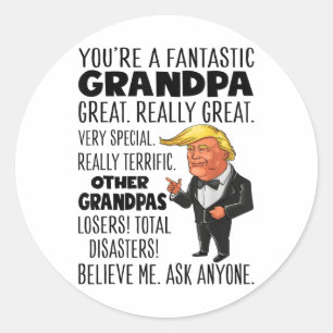Sticker Rond Trump Drôle Vous Un Grand-Père Fantastique Grand V