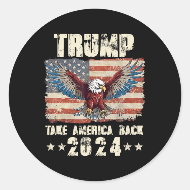 Sticker Rond Trump Eagle Président américain 2024 Reprendre l'A (Devant)