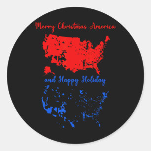Sticker Rond Trump Élections 2024 Carte États-Unis Joyeuses Fêt