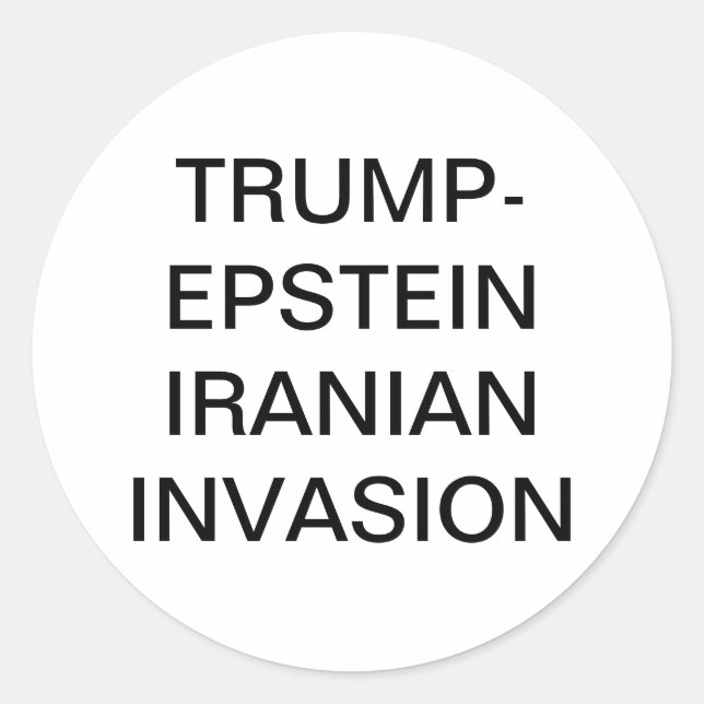 Sticker Rond TRUMP-EPSTEIN IRAN INVASION Hankamer Artjunkhaus  (Devant)