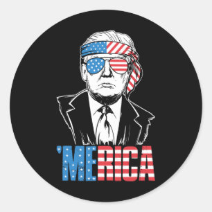 Sticker Rond Trump est heureux 4 juillet Trump Dons du drapeau