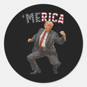 Sticker Rond Trump est heureux 4 juillet Trump Dons du drapeau
