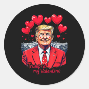 Sticker Rond Trump est mon coeur de Saint Valentin drôle