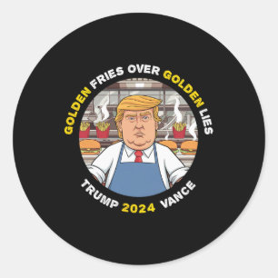 Sticker Rond Trump et Trump se disputent les mensonges d'or Tru