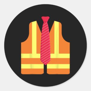 Sticker Rond Trump fier d'être Garbyge Veste Hi-vis Rouge Crava