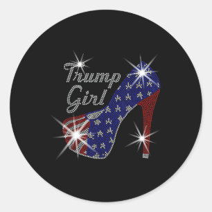 Sticker Rond Trump Girl High Heel American Flag Vote Donald Tru