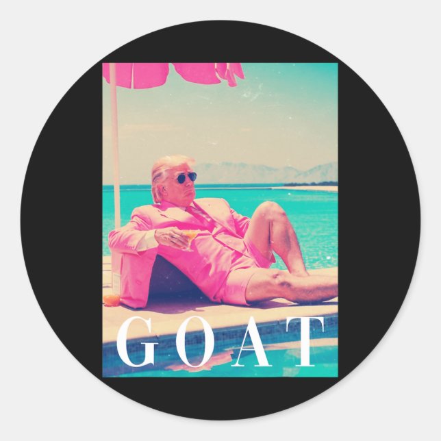 Sticker Rond Trump Goat été 2024 Retro Funny Rose Donald Tru (Devant)