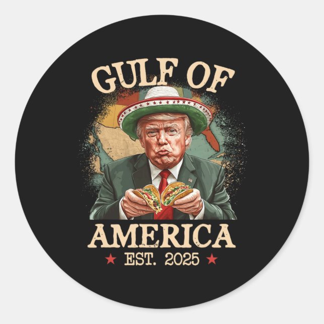 Sticker Rond Trump Golfe des États-Unis Amérique 2025 Trump Mer (Devant)