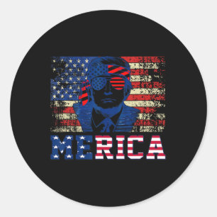 Sticker Rond Trump Happy Quatrième 4 juillet Trump Drapeau amér