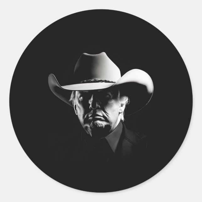 Sticker Rond Trump Head Cowboy Usa 2024 Vote Election Us Maga (Devant)