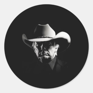 Sticker Rond Trump Head Cowboy Usa 2024 Vote Election Us Maga