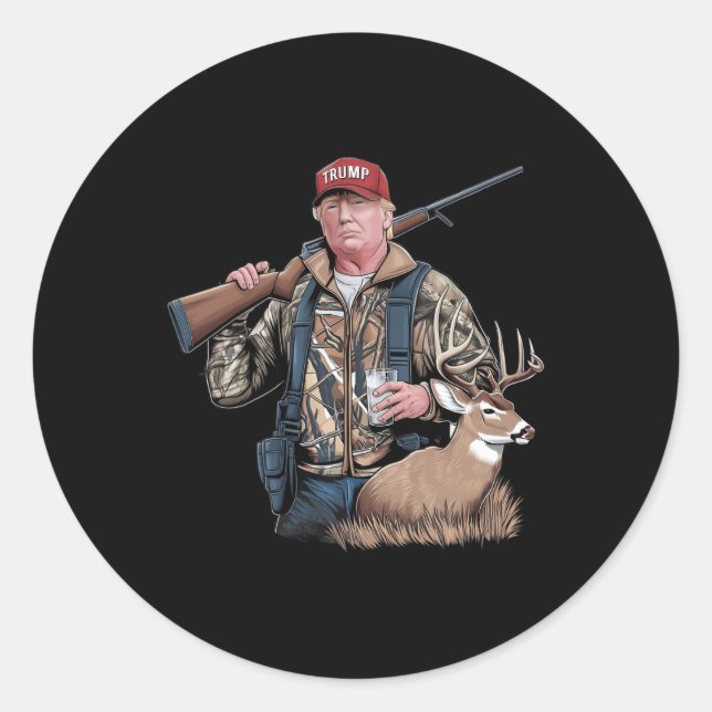 Sticker Rond Trump Hunting Deer (avant et arrière) Make Hunting (Devant)