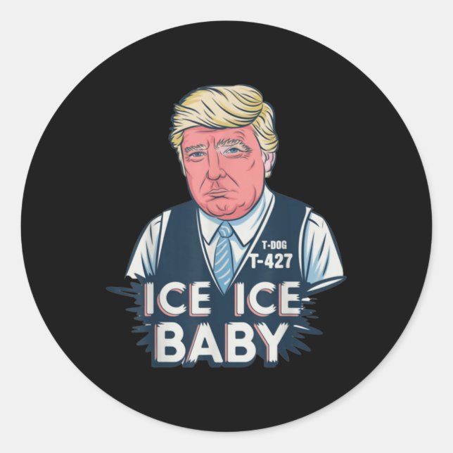 Sticker Rond Trump Ice Ice Baby drôle (Devant)