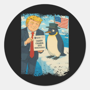 Sticker Rond Trump impose le droit de douane Penguin Anime Poli