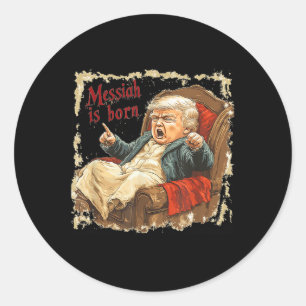 Sticker Rond Trump Jésus-Christ Noël laid