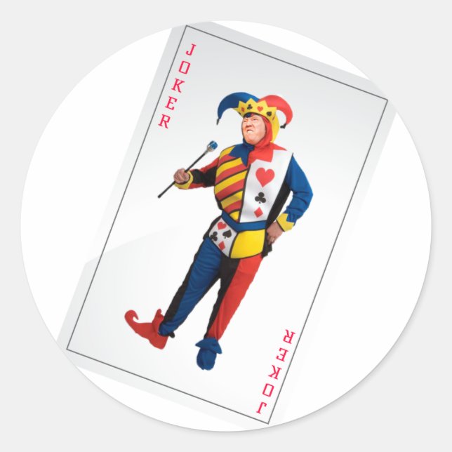 Sticker Rond Trump la carte du joker clown (Devant)
