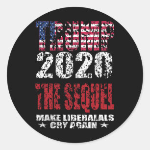 Sticker Rond Trump la suite Drapeau américain en détresse Faire