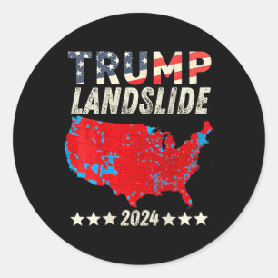 Sticker Rond Trump Landslide 2024 Carte électorale Trump Winner