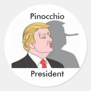 Sticker Rond Trump l'autocollant du président Pinocchio