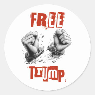 Sticker Rond Trump libre - menottes