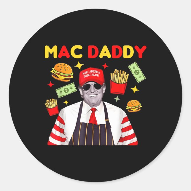 Sticker Rond Trump Mac Daddy Uni - Noir - Petit - Manche courte (Devant)