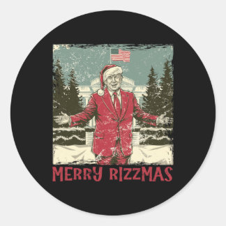 Sticker Rond Trump Merry Rizzmas Drôle Humoristique Trump Dance