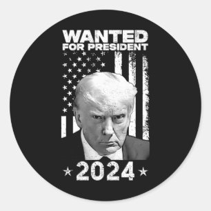 Sticker Rond Trump Mug Tiré Recherché Aux États-Unis Président